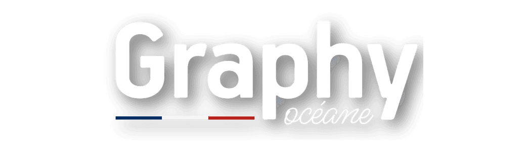 Graphy océane avec un petit drapeau français en dessous du texte